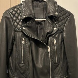 All Saints black leather biker jacket